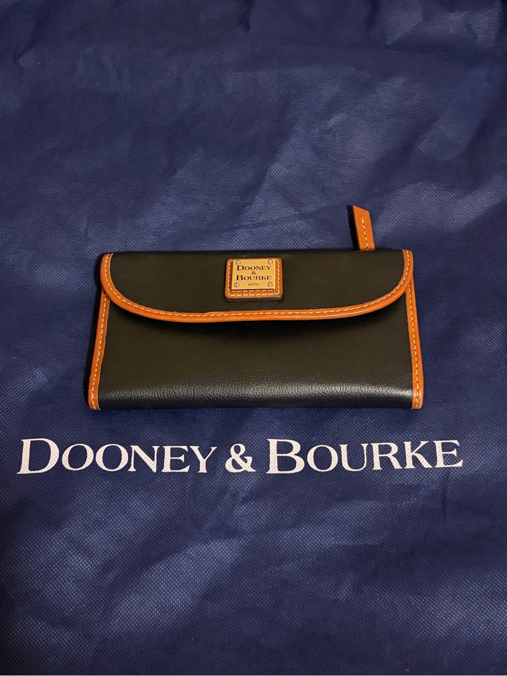 Dooney & Bourke Black Wallet with Brown Trim